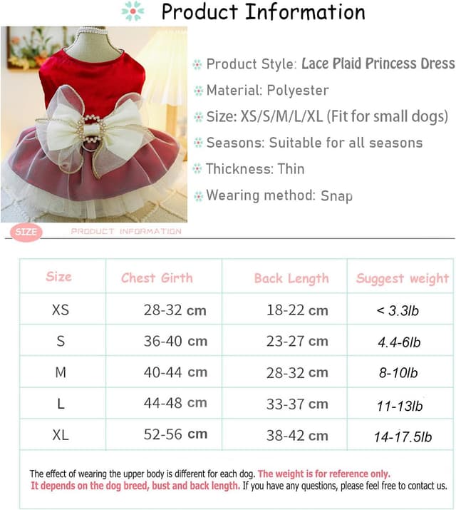 Detalle de BT Bear Small Dog Dress (Green, M) – Puppy Skirt with Retro Bow & Lace Princess Tutu