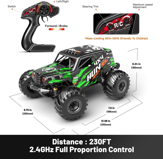 Thumbnail 6 de Womaqu Macchina RC telecomandata 1:14 4WD 40+ km/h con 2 batterie 7.4V 1300mAh e 2 set di pneumatici