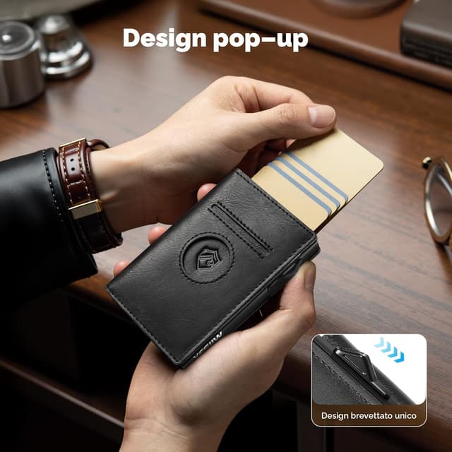 Detalle de YESIIW AirTag portafoglio uomo RFID 9,9