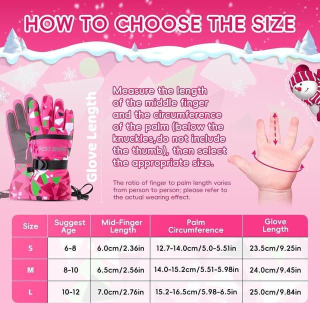 Thumbnail 4 de West Biking Kids Ski Gloves 3M Thinsulate, age 6–12