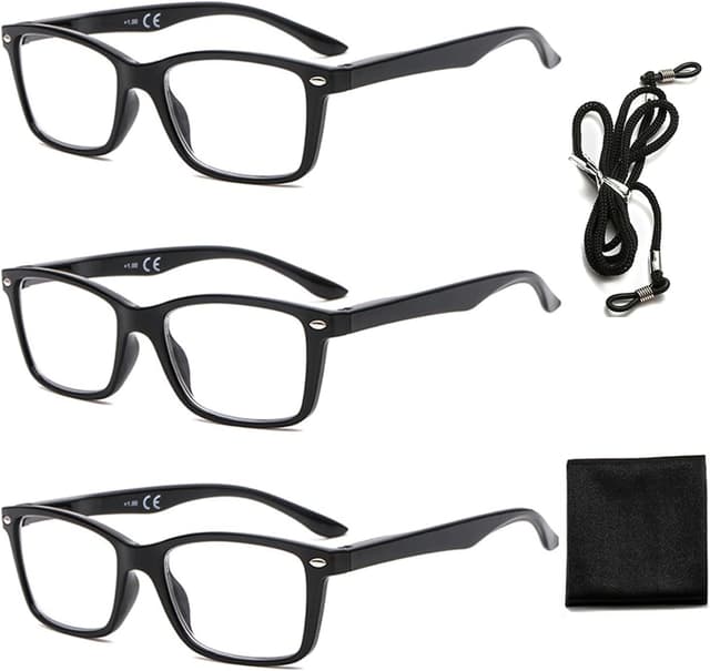 Detalle de Suertree Lesebrille mit Feder-Scharnier – 3er Pack (2.0X, BM151) für Damen & Herren