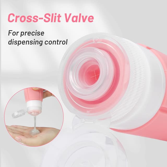 Detalle 2 de Alyvisun 4 Pack Silicone Travel Bottles (100ml) – Refillable, leak-proof toiletries containers