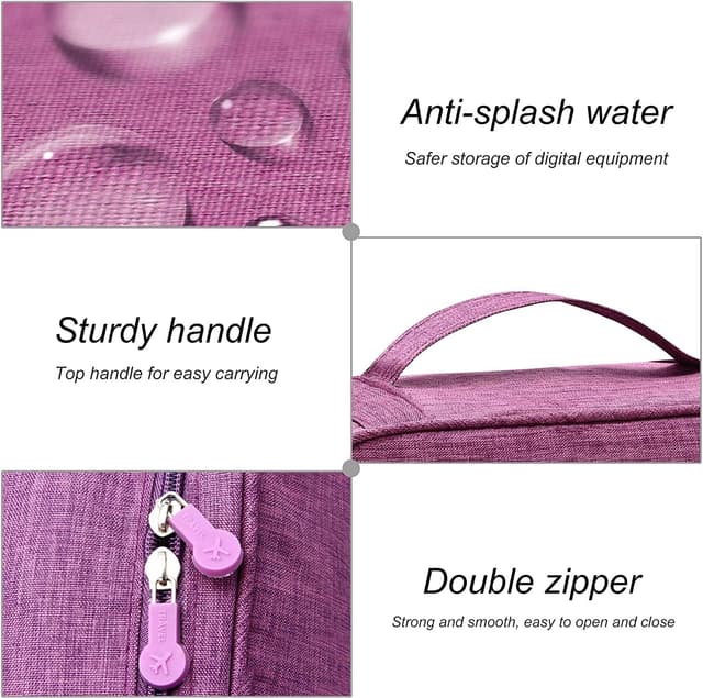 Detalle de ACOPTON Electronic Organizer – portable waterproof travel bag for iPad, cables, chargers and power banks (Purple)