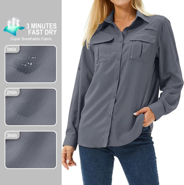 Detalle 2 de yeyity Hemdbluse Damen UV Schutz UPF 50