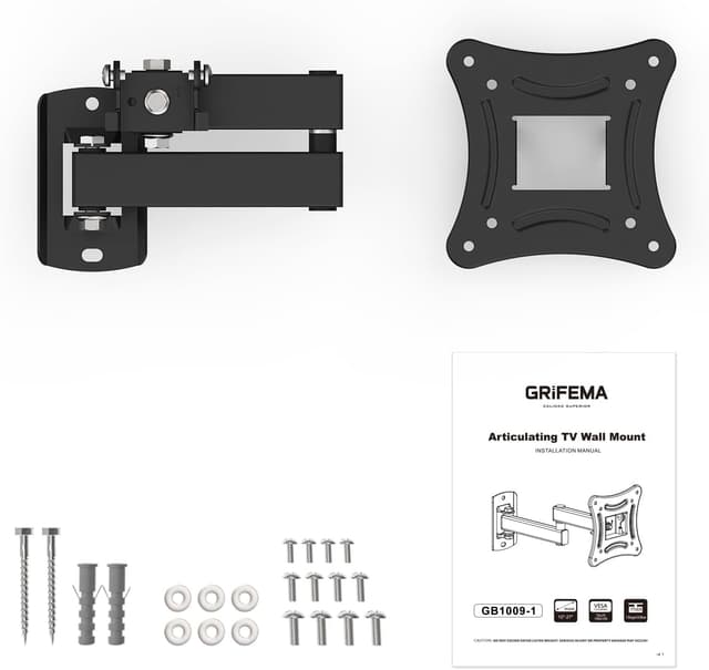 Thumbnail 6 de GRIFEMA GB1009-1 TV Wall Bracket for 10–27 inch TVs (VESA 75x75 to 100x100), up to 15kg, tilt & swivel, black