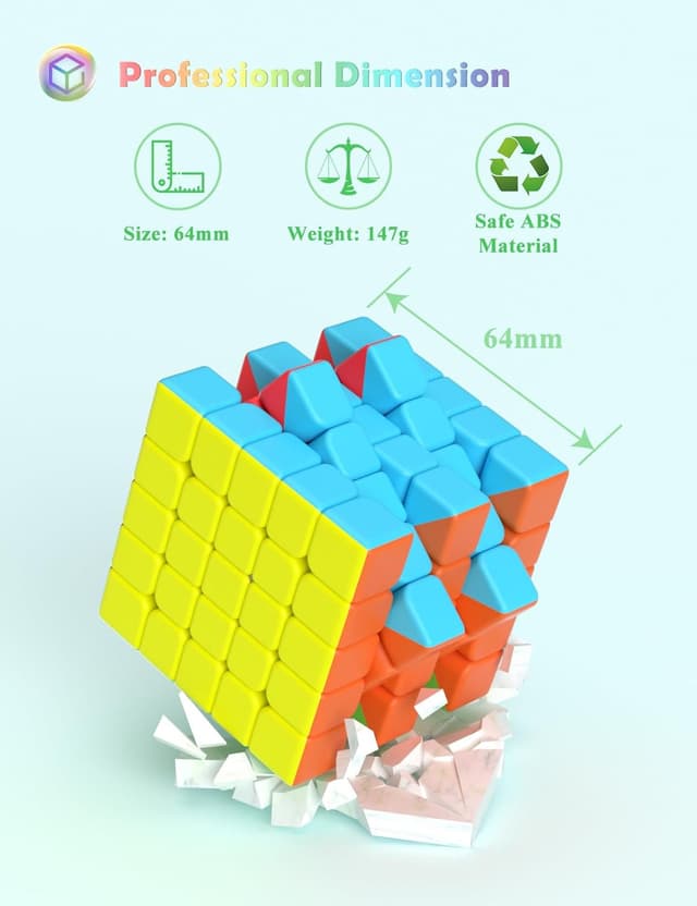 Detalle 2 de ROXENDA Cubo de Velocidad 5x5 🧊 Ágil, Duradero y Stickerless