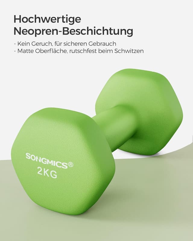 Detalle 2 de SONGMICS 2er-Set Hex-Dumbbells mit Neoprenbeschichtung für Krafttraining & Fitness zu Hause