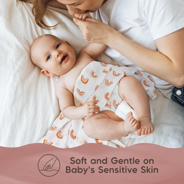 Detalle de Maliton 6er Set Baby-Spucktücher aus Bambus-Baumwoll-Musselin (70x70 cm) – weich, saugfähig & hautfreundlich