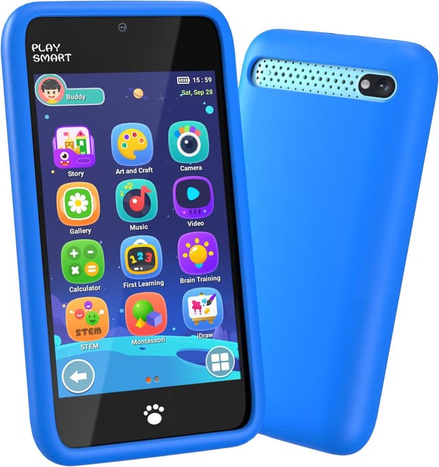 Detalle de MOMILLA Kids Smart Phone with 3.97” Screen, Dual Camera Stickers & 16 GB Storage (Age 3–10)