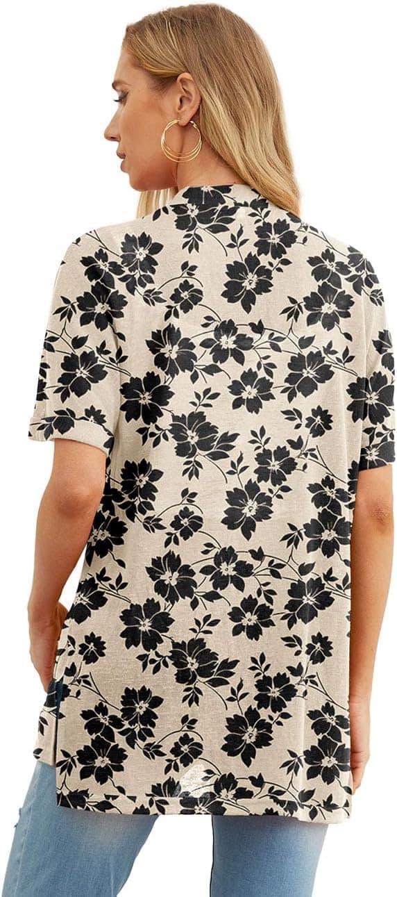 Detalle de Women’s lightweight open-front cardigan with V-neck and pockets (95% polyester, 5% spandex) by PrinStory