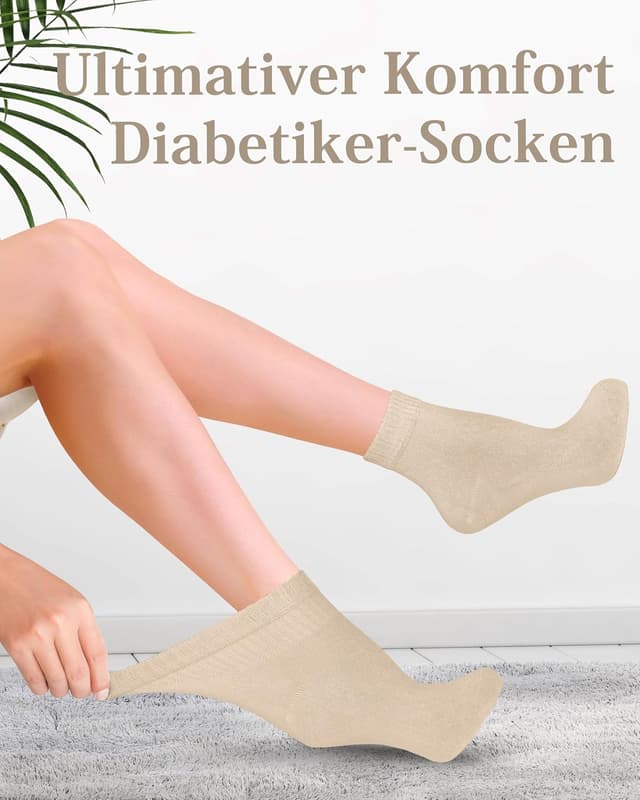 Detalle de Fiera Besa Diabetikersocken für Damen – Komfortbund, ohne Gummibund und mit nahtloser Zehe
