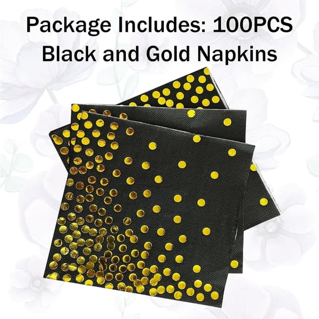 Detalle 2 de CEILIWEN Black & Gold Serviettes 100 Pack