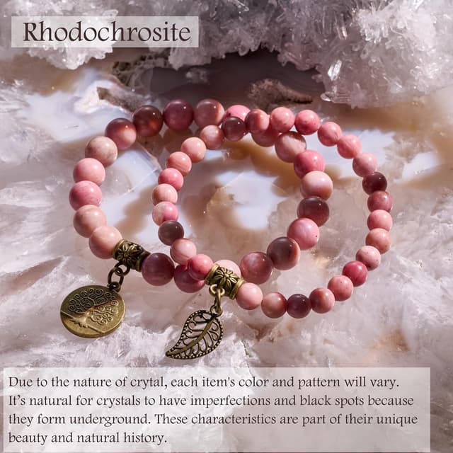 Detalle de Farfume Chakra Bracelets for Women (Crystal & Natural Gemstone) – Double Bracelet Set