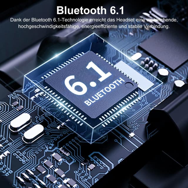 Detalle de Boytond Headset Bluetooth 6.1 wireless headphones with CVC 8.0 microphone for driving and business