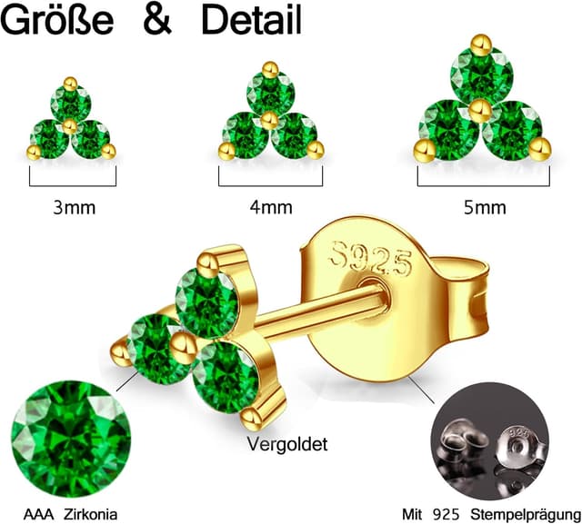 Thumbnail 6 de MASOP Ohrstecker Set 3 Paar mit Zirkonia