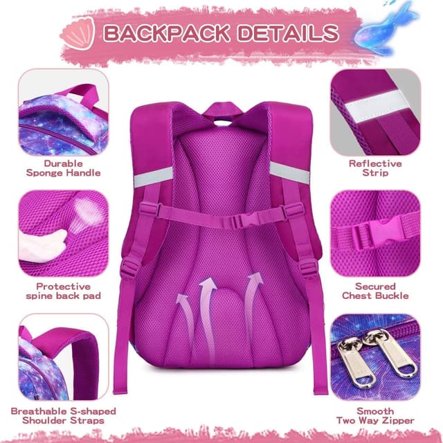 Detalle 2 de Cusangel Kinderrucksack für Mädchen & Jungen (Teenager), ergonomischer Schulrucksack mit Brustgurt, wetterfest, 20L, 43 x 33 x 17,5 cm