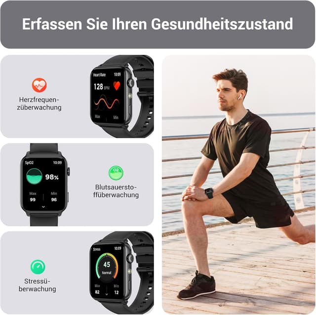 Thumbnail 4 de IOWODO Smartwatch – Bluetooth Anrufe, SpO2, Schlafüberwachung