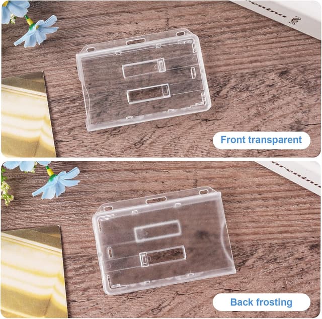 Detalle de Vicloon Kartenhalter Ausweis für 2 Karten mit Schieber, gefrostet & transparent (für Personalausweis, Weiß)