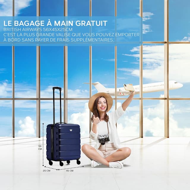 Detalle de Flight Knight Leichter 4‑Rad‑ABS‑Hartschalenkoffer fürs Handgepäck (56 × 45 × 25 cm)