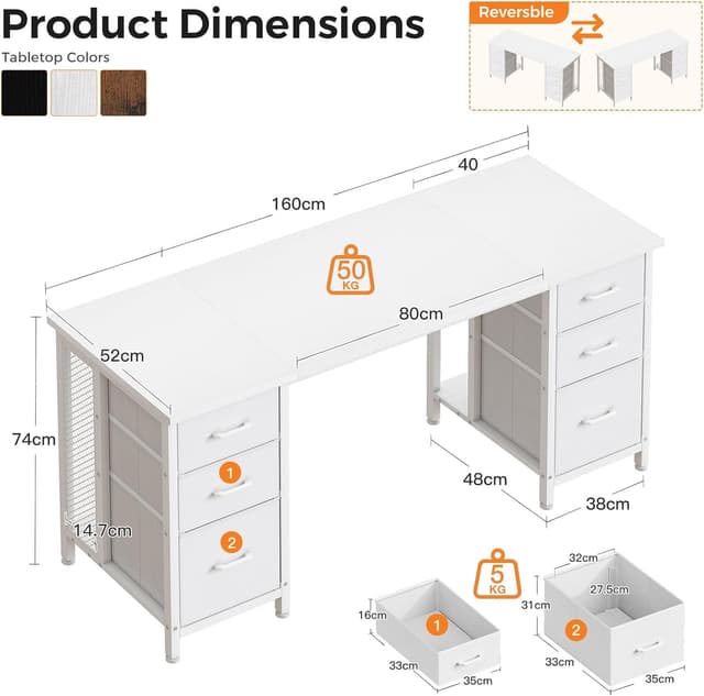 Thumbnail 2 de Coleshome Escritorio 160x52 cm con 6 Cajones