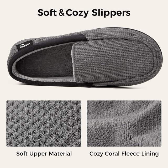 Detalle 2 de HomeTop Men's Comfort Memory Foam Moccasin Slippers with Breathable Stretch Knit Upper