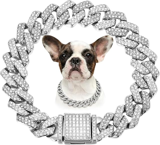 Thumbnail 6 de Rose Gold Diamond Cuba Link Dog Chain Collar (16-inch)