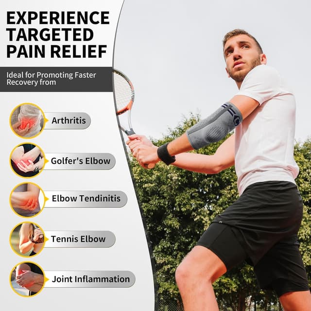 Detalle de CAMBIVO Elbow Support for Men & Women (2 Pack) with Gel Pad and Dual Stabilisers