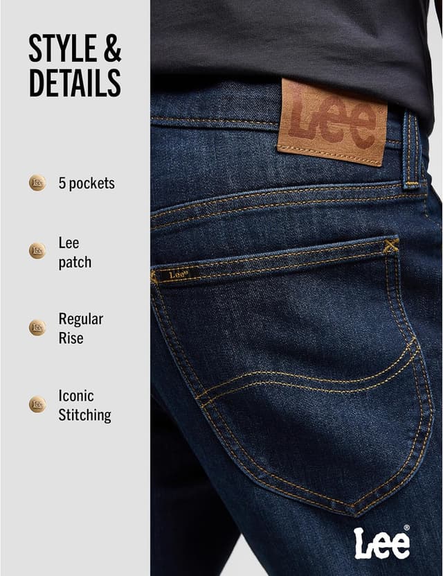 Detalle 2 de Lee Men’s Daren Zip Fly Regular Straight-Leg Jeans (Strong Hand Blue)