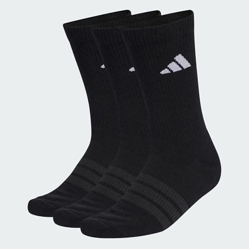 Detalle de adidas unisex Cushion Sportswear Crew Socks (pack de 3) negras con amortiguación, 34-36