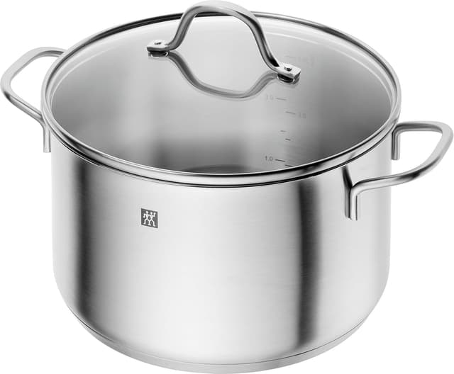 Detalle 2 de ZWILLING Flow Kochtopf-Set 5-teilig mit Glasdeckel – induktionsgeeignet, Edelstahl, unbeschichtet