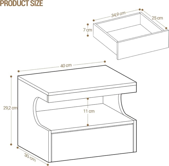 Thumbnail 2 de Hzuaneri Comodino Pensile 30x40x29,2 cm Bianco