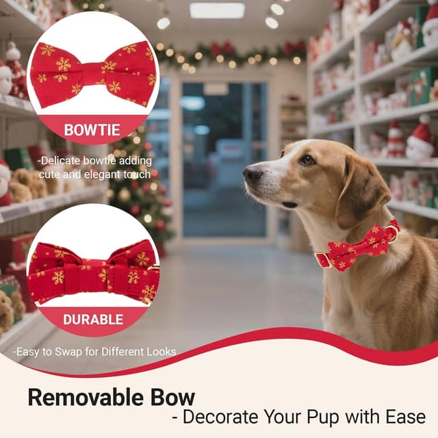 Thumbnail 1 de Petiry Christmas Dog Collar with Bow Tie