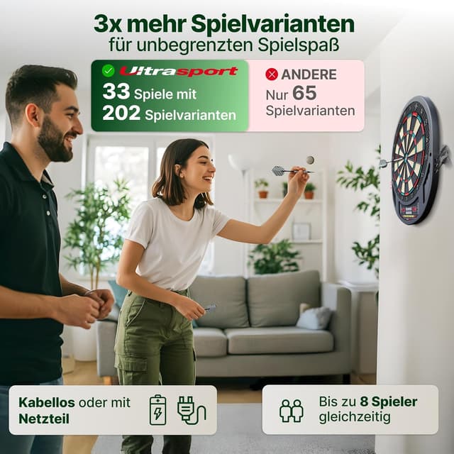 Detalle 1 de Elektrische Dartscheibe von Ultrasport 33 Spiele