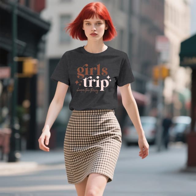 Detalle de Qskall “Girls Trip” T-Shirt for Women – Trip Cheaper Than Therapy Vacation Tee