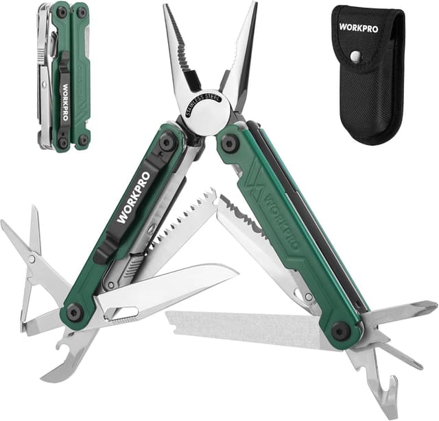 Detalle de WORKPRO Pince Multifonction 18 en 1 Vert