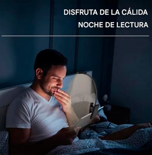 Detalle de YverLand Luz de lectura con pinza y 5 LEDS, cuello flexible 360º (para cama, escritorio e infantil)