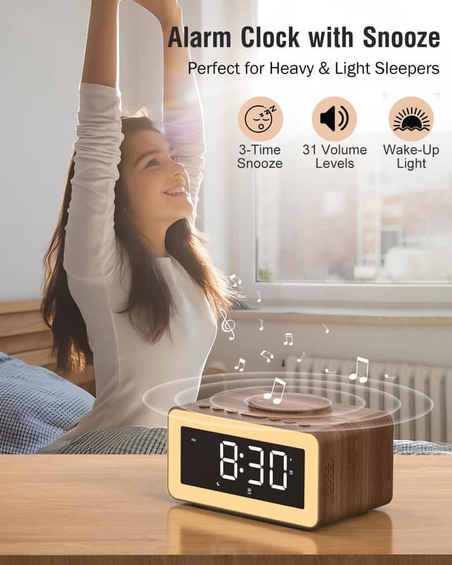 Detalle 2 de Alarm Clock Bedside with Wireless Charger 1