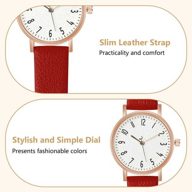 Detalle 2 de OFFCUP Orologio da Donna analogico al quarzo con cinturino in pelle e movimento a tre lancette