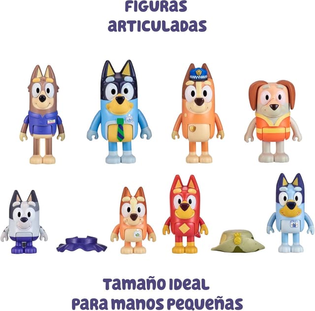 Detalle de Bluey BLY73000 : lot de 8 figurines articulées « Aventure »