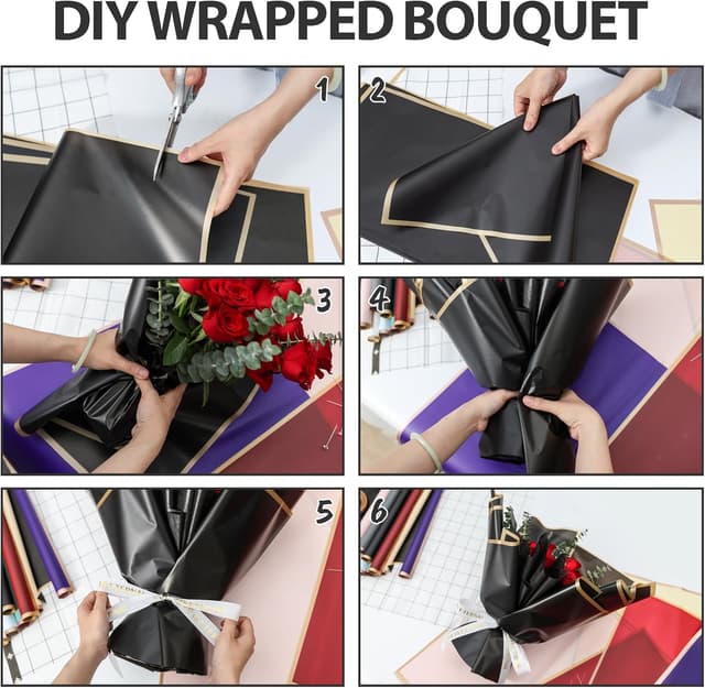 Thumbnail 5 de NESCCI 20 Sheets Flower Wrapping Paper 22.8x22.8 in