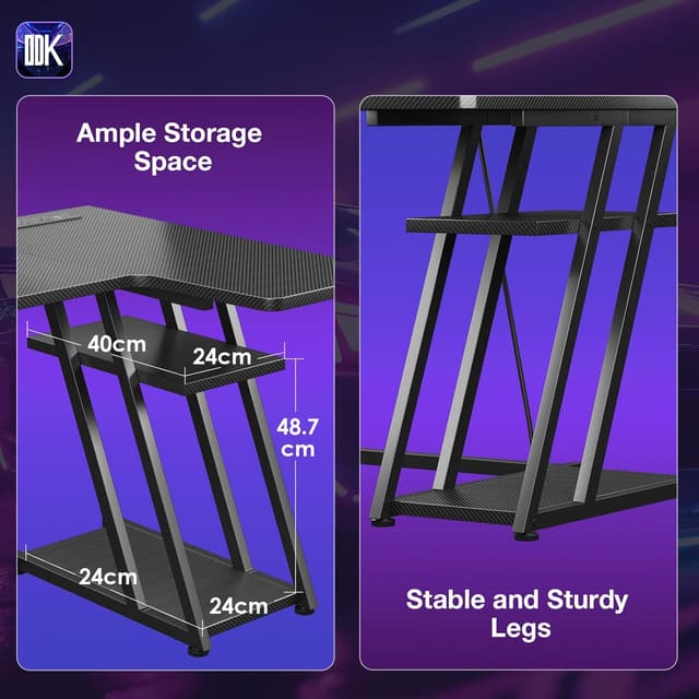 Thumbnail 6 de ODK Gaming Desk with LED Lights 120cm