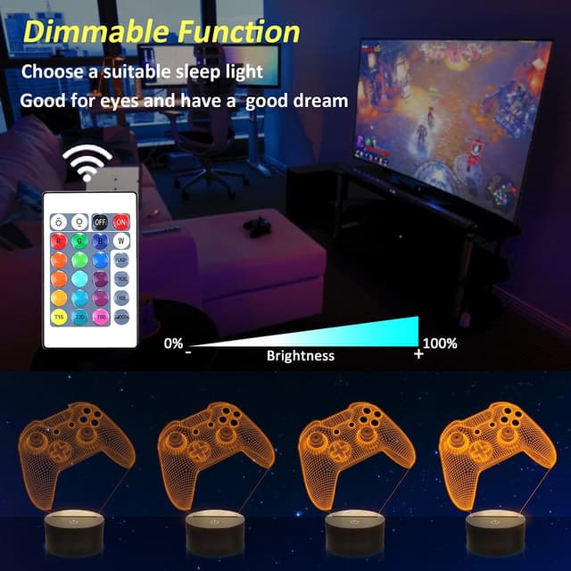 Detalle de Lightzz 3D Gamepad Nachtlicht mit Fernbedienung und Touch für 16 Farbwechsel