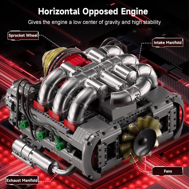 Detalle de Mould King Kit de construction de moteur boxer (2375 pièces)