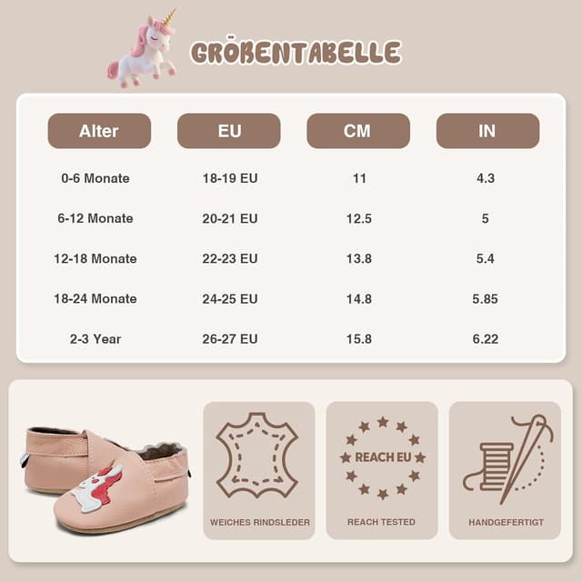 Thumbnail 6 de IceUnicorn Scarpine neonato primi passi in pelle morbida con suola scamosciata antiscivolo