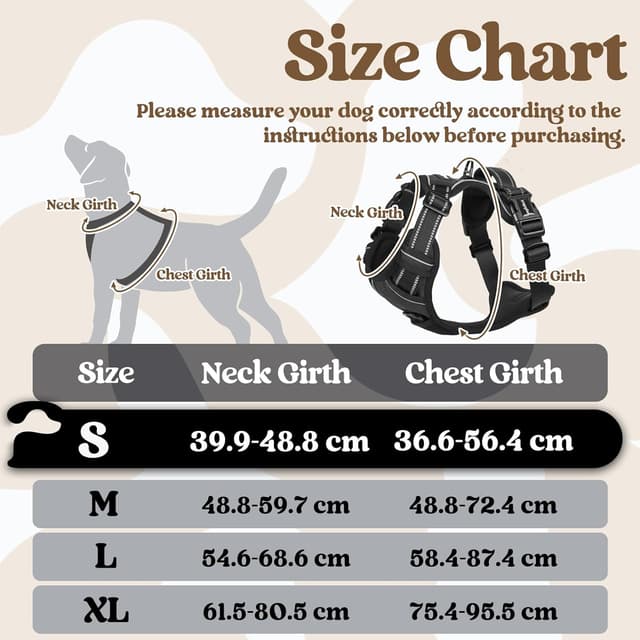 Detalle 2 de rabbitgoo Small Dog Harness with Neck Release Buckle (Black, S)