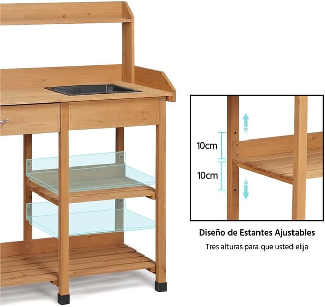 Thumbnail 5 de Yaheetech Mesa de Trabajo Jardín 114,8×45×121 cm