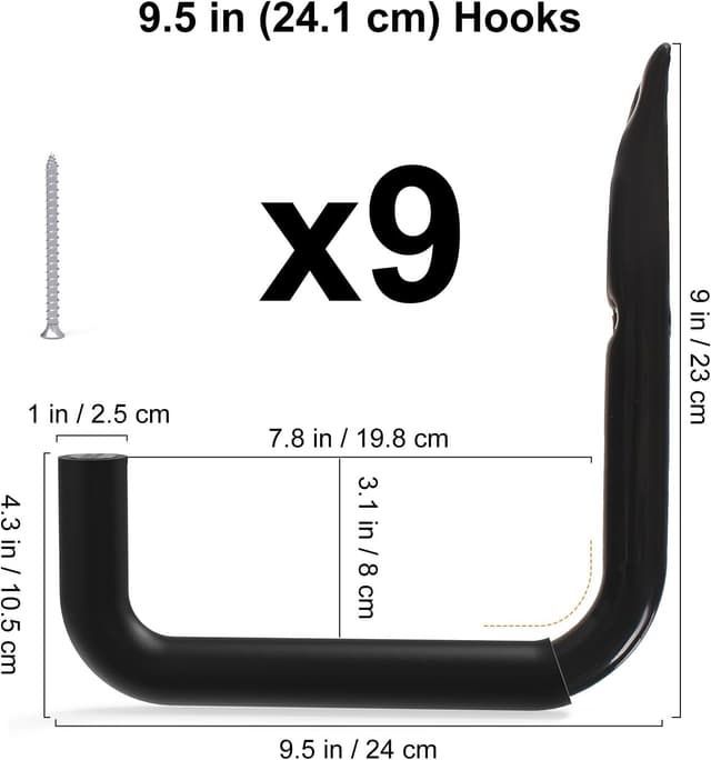 Detalle 2 de Kitmiido Heavy Duty Ladder Hooks (9-piece set) for garage wall storage