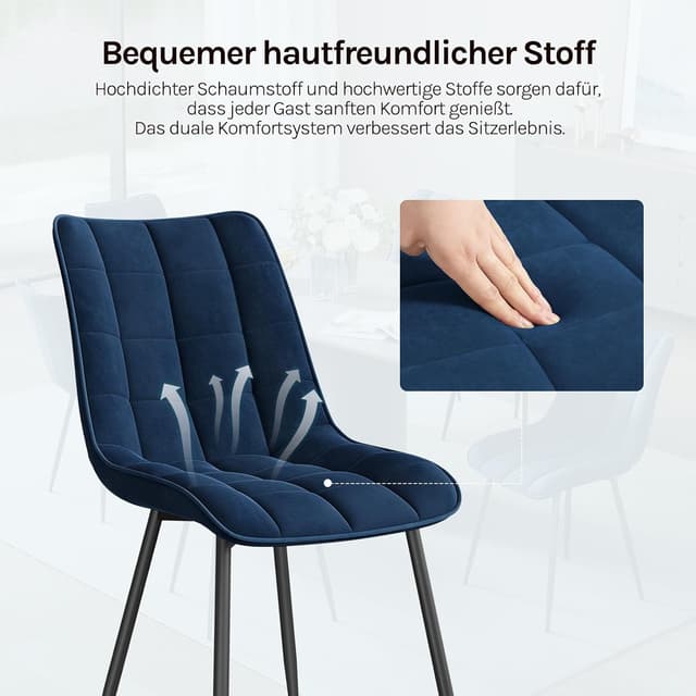 Thumbnail 5 de WOLTU Esszimmerstühle 6er Set – gepolstert, Samt, Rückenlehne