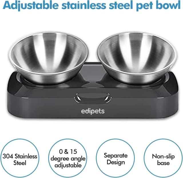 Detalle 2 de Edipets erhöhter Katzennapf aus Edelstahl (Einzel oder Doppel) mit Antischling-Effekt