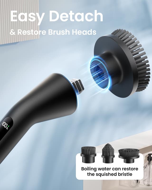 Detalle 2 de Leebein Electric Spin Scrubber (2026 Upgraded) with 7 Brush Heads, IPX7 & Extendable Handle